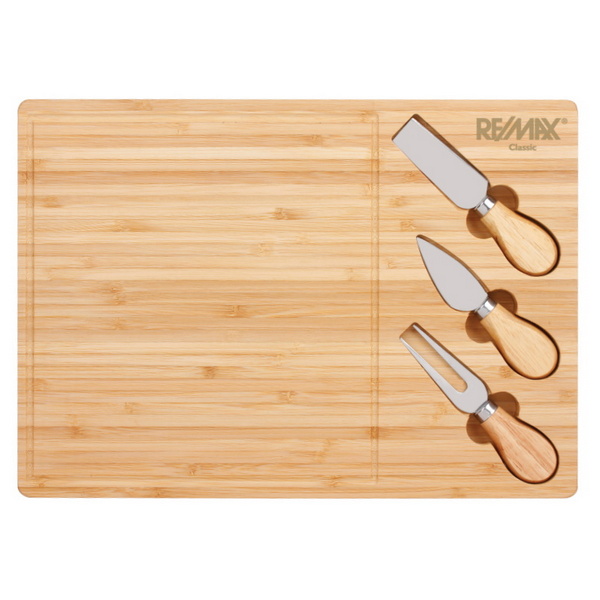 HST70850 Astor Bamboo Cheese Board KNIFE Set With Custom Imprint
